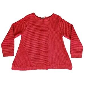 Habitat Sweater Roll Neck Boxy Button Back Textured Swing Tunic Artsy‎ Pink L